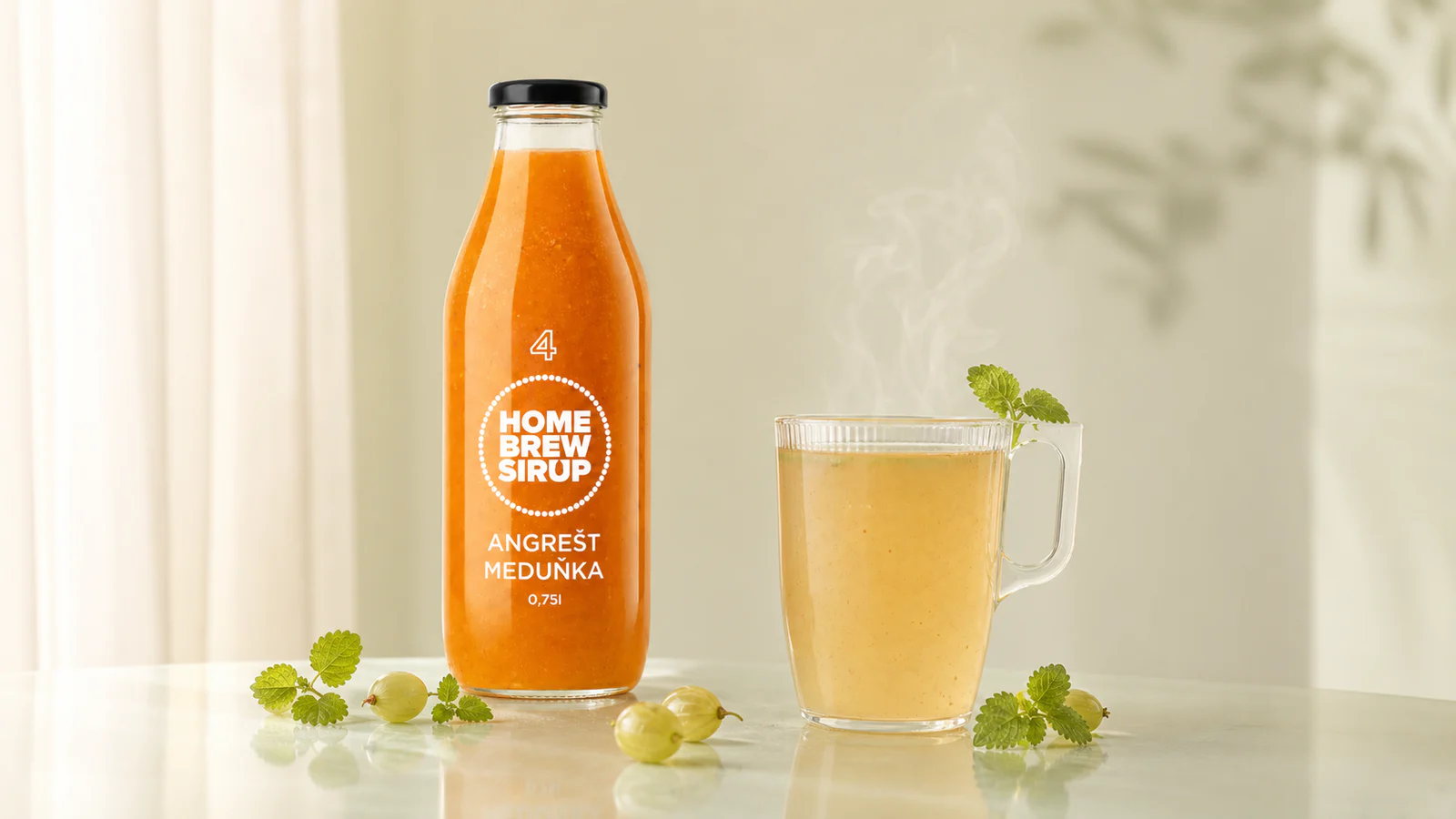 Horká angreštová limonáda s meduňkou