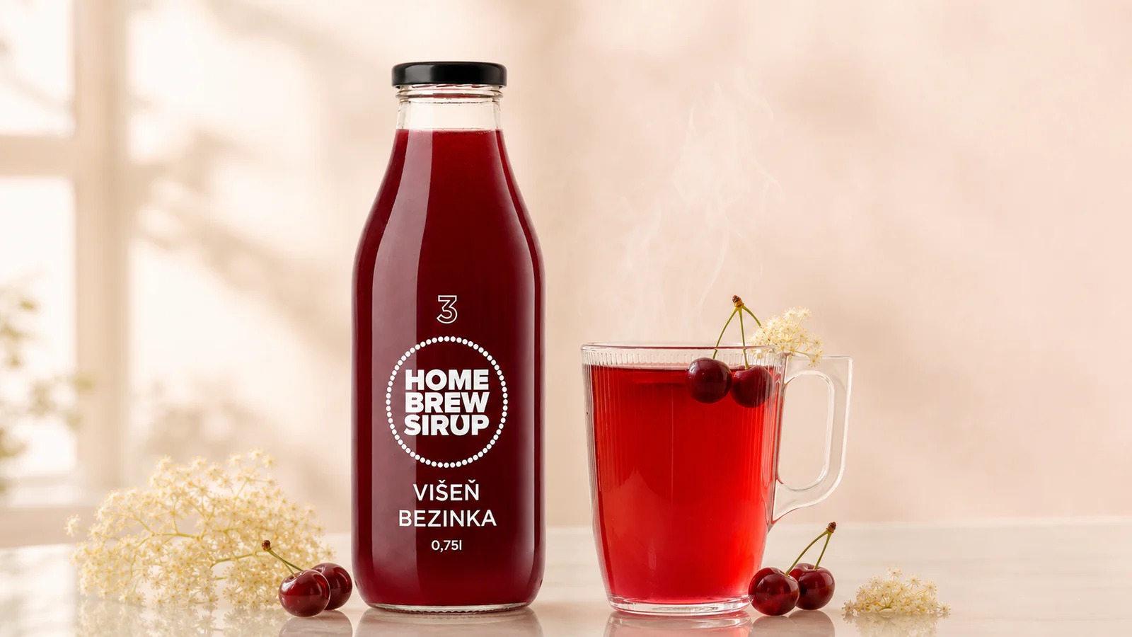 Horká višňová limonáda s bezinkou